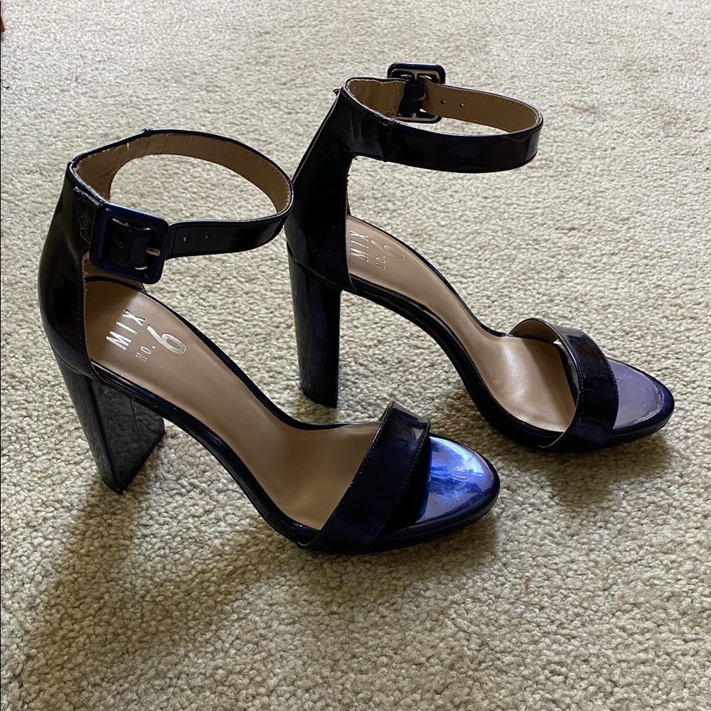 Blue metallic heels